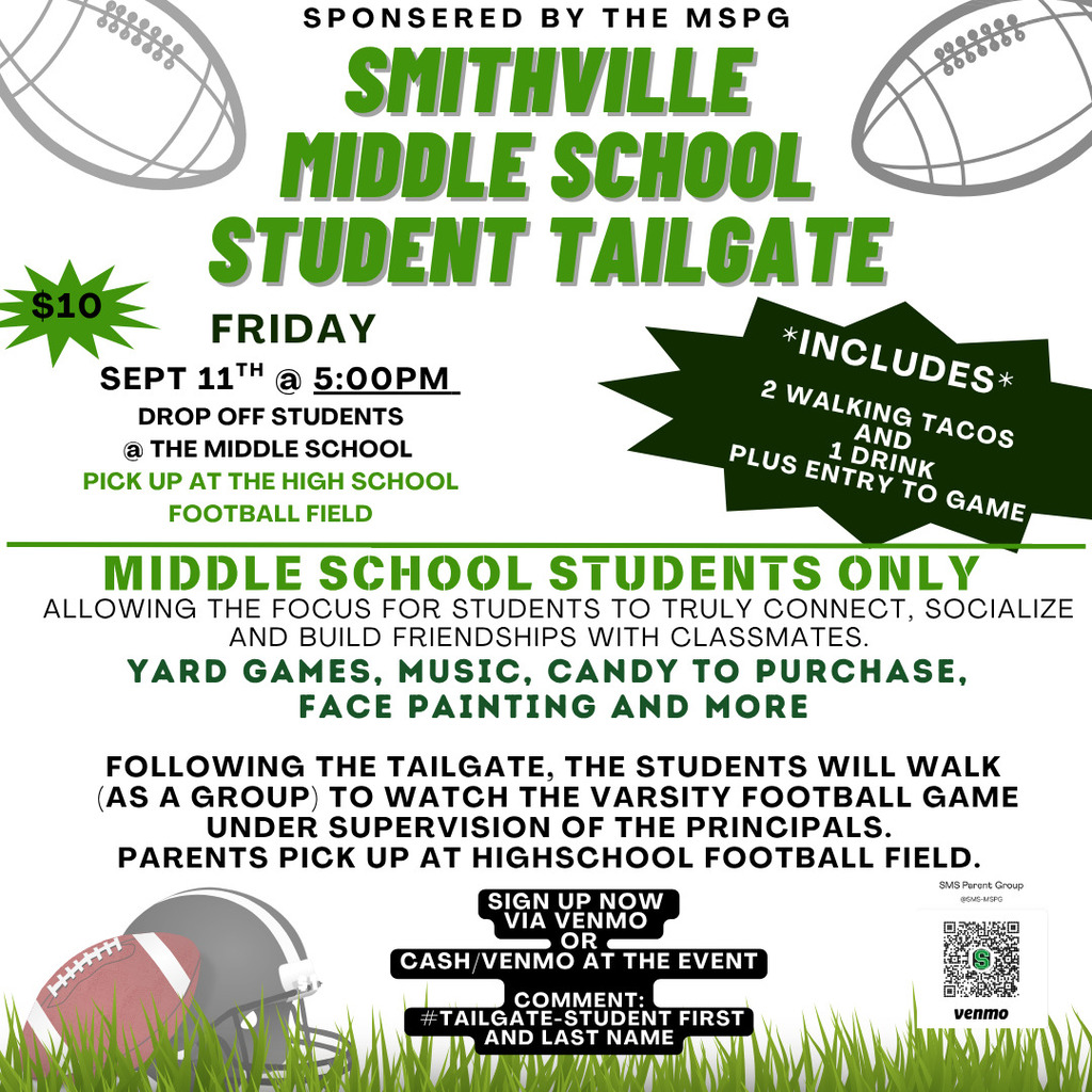 Student Tailgat event, Friday, September 11th, 5pm, $10 admission