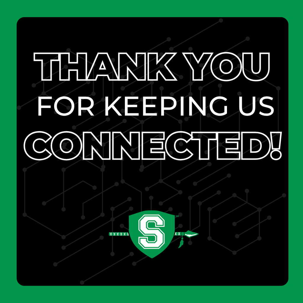 A graphic with a green border and electrical connections in the background, it says Thank you for keeping us connected! It has a smithville logo on the bottom.
