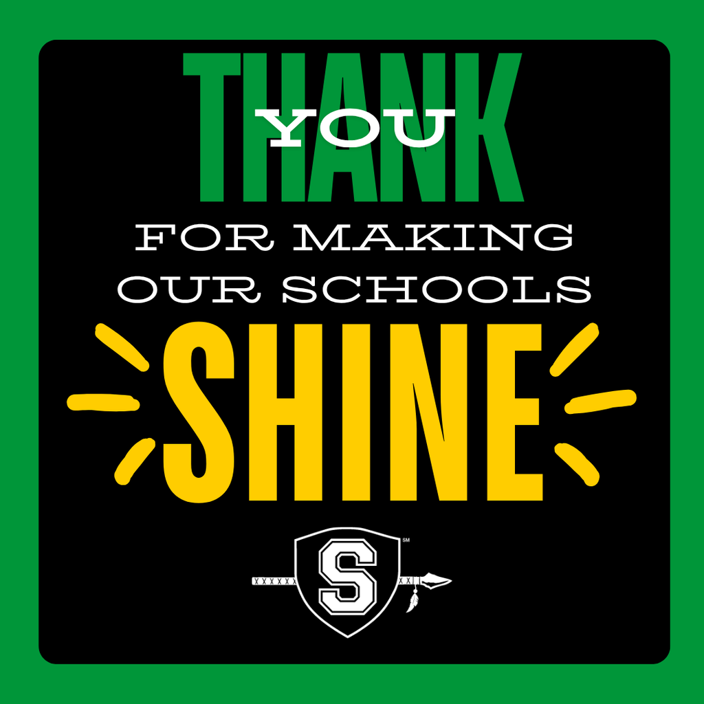 A graphic that says "Thank you for making our schools Shine"