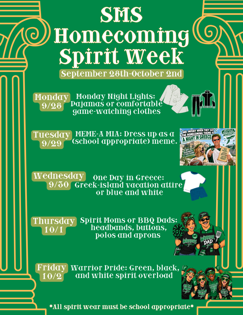 Homecoming Spirit Week Sept 28th - Oct 2nd