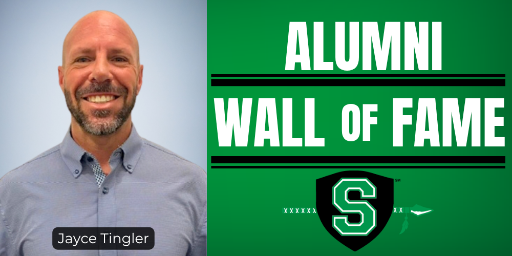 A graphic with Jayce Tingler's headshot. It says Alumni Wall of Fame and has a Smithville logo.