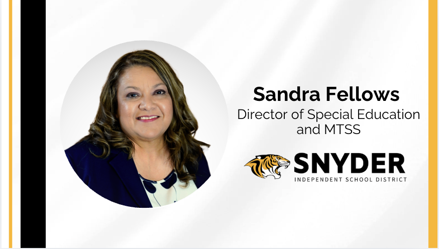Photo of Mrs. Fellows along with a graphic introduction her as the director of special education and MTSS