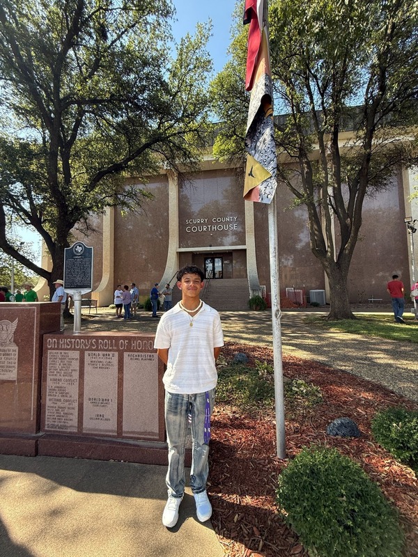 student and flag