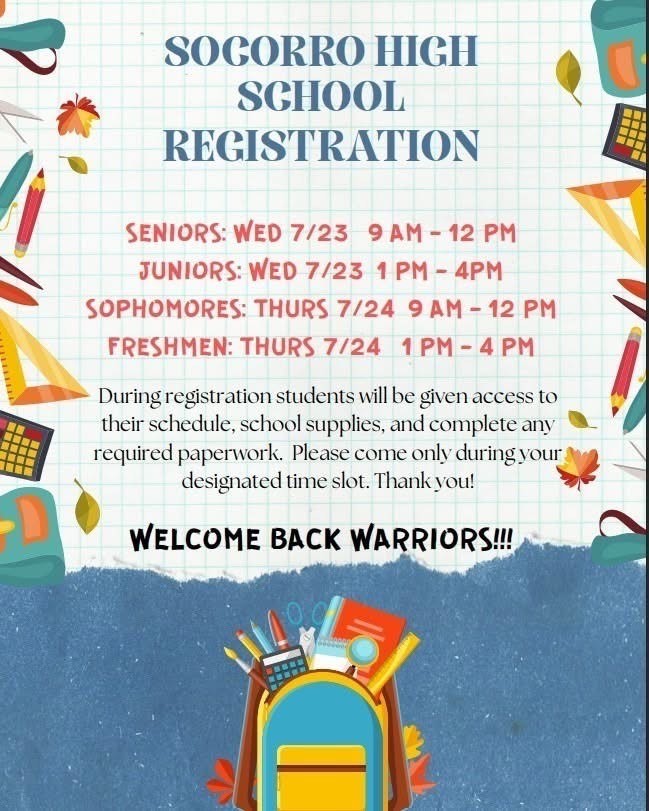 Registration dates for 2025-2026