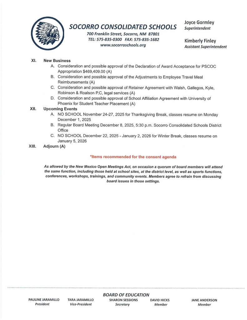 11-17 Agenda