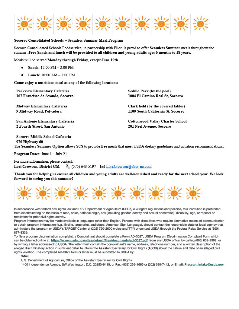 Summer Lunch Program Information