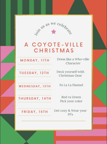 Coyote-Ville Christmas Dress Up Days | James P. Butler Elementary School