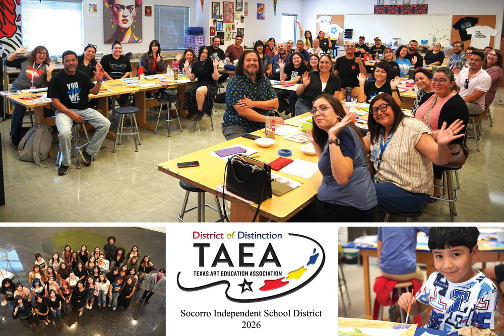 Collage of Fine Arts staff, students and TAEA logo
