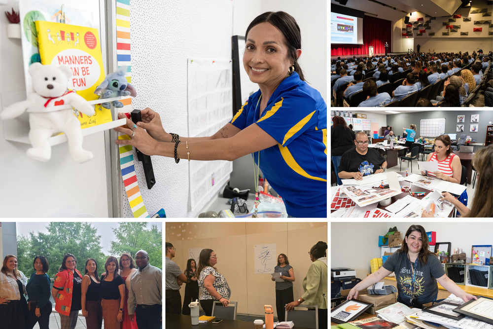 Collage of SISD staff preparing for new school year