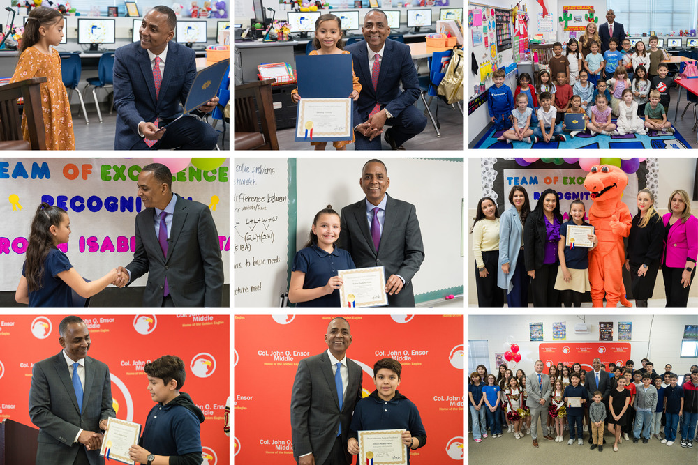 Collage of Mayor's Team of Excellence award visits