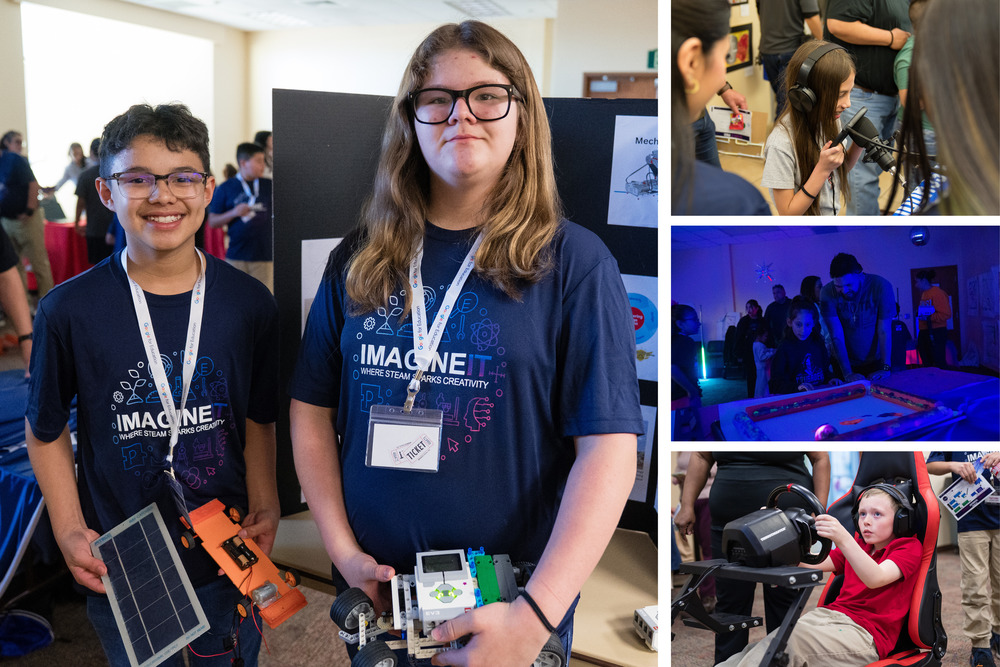 Students participating in the technology showcase