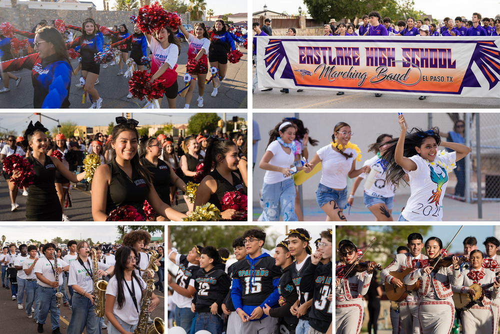 Collage of students participating in homecoming