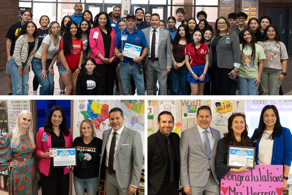 Collage of staff receiving award