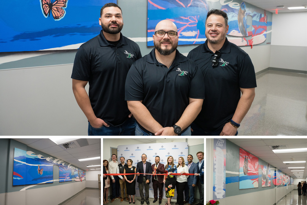 Collage of the artist and their murals