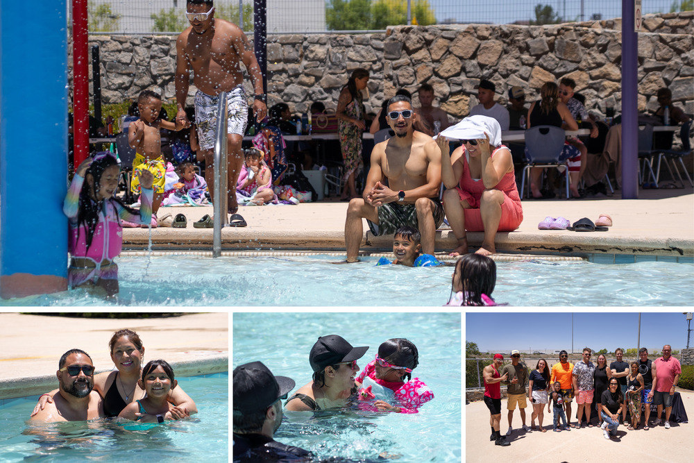 Collage photo of VSP families enjoying the Aquatic Center