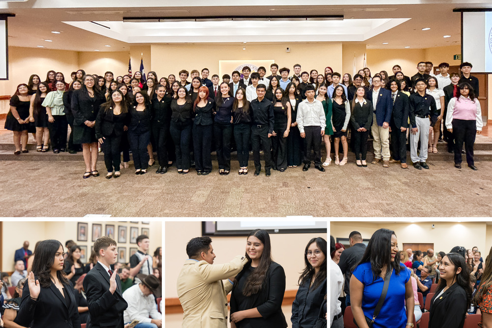 Collage of pinning ceremony