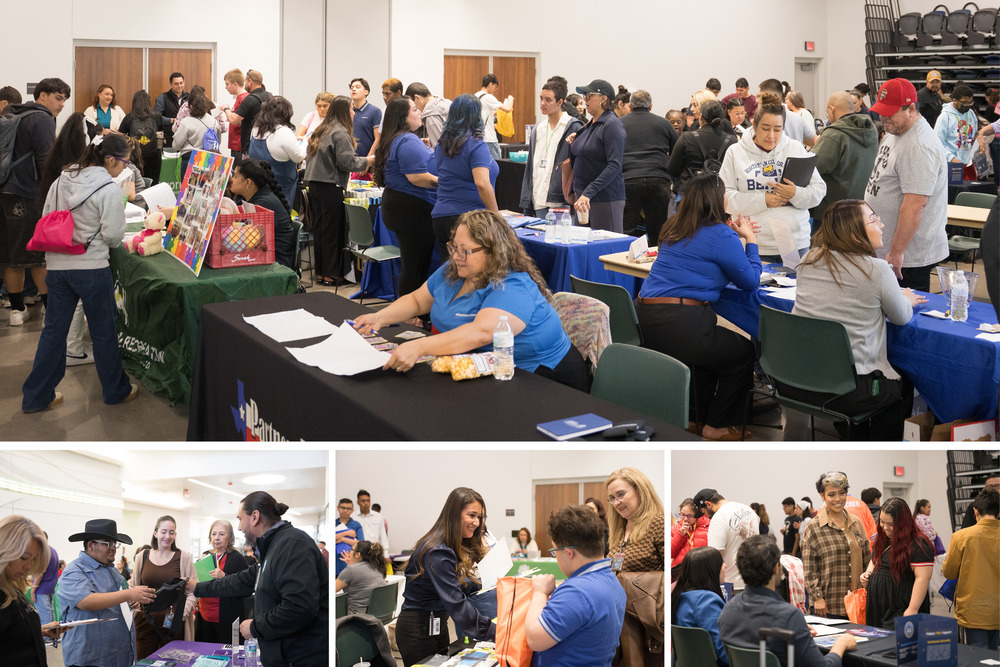 Collage of community attending event