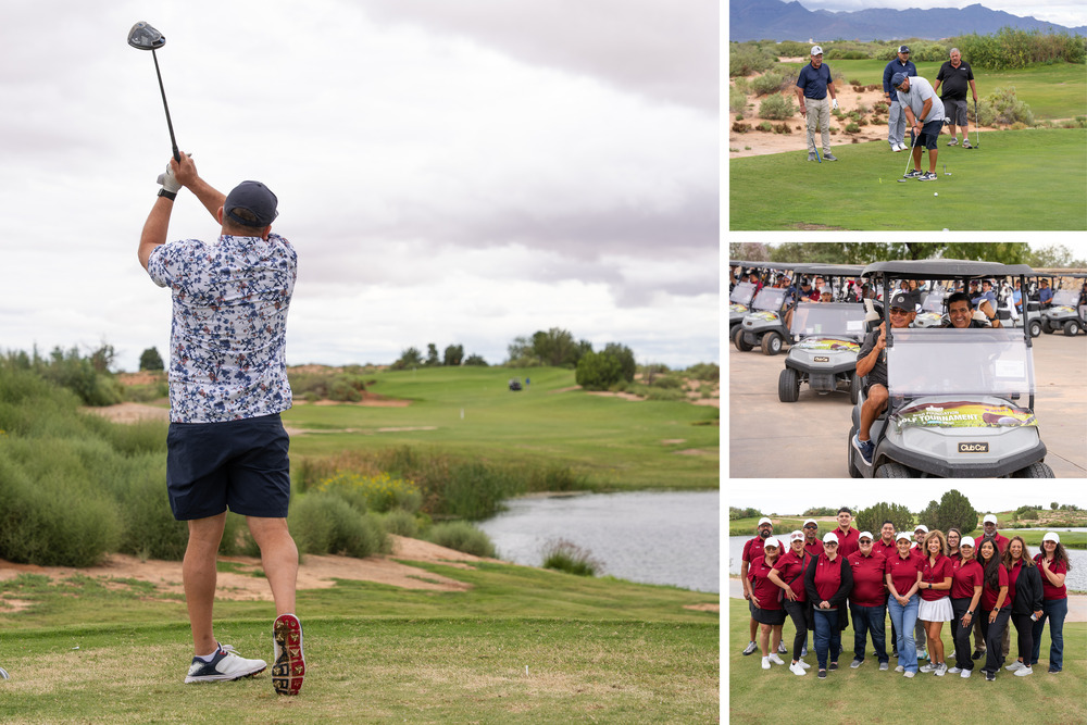 Collage photo of golfers participating in tournament