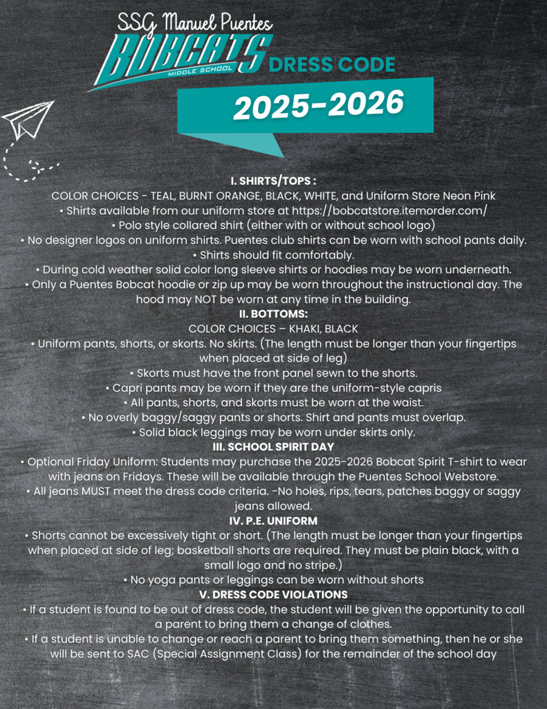 2025 - 2026 Uniform Store/Dress Code