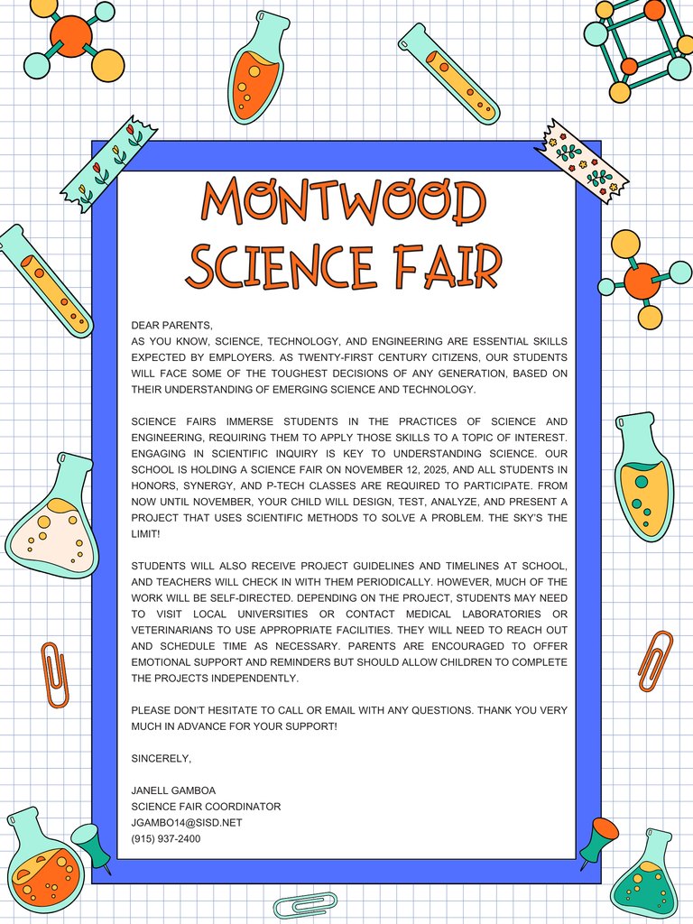 Montwood Science Fair Announcement