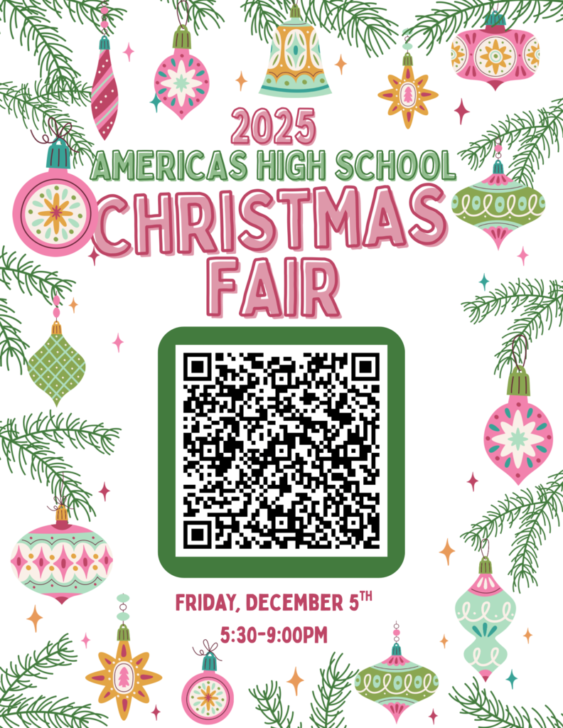 2025 Americas High School Christmas Fair Vendor Registration QR Code Friday, December 5th from 5.30 to 9:00 pm