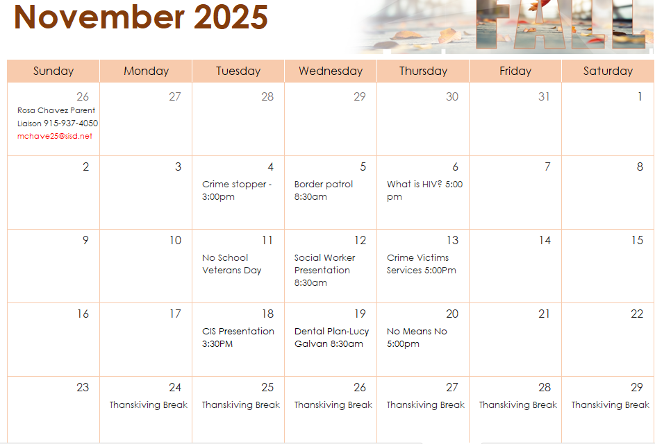 parent meetings calendar 