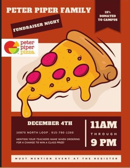 Peter Piper Pizza Family Night-December 4th
