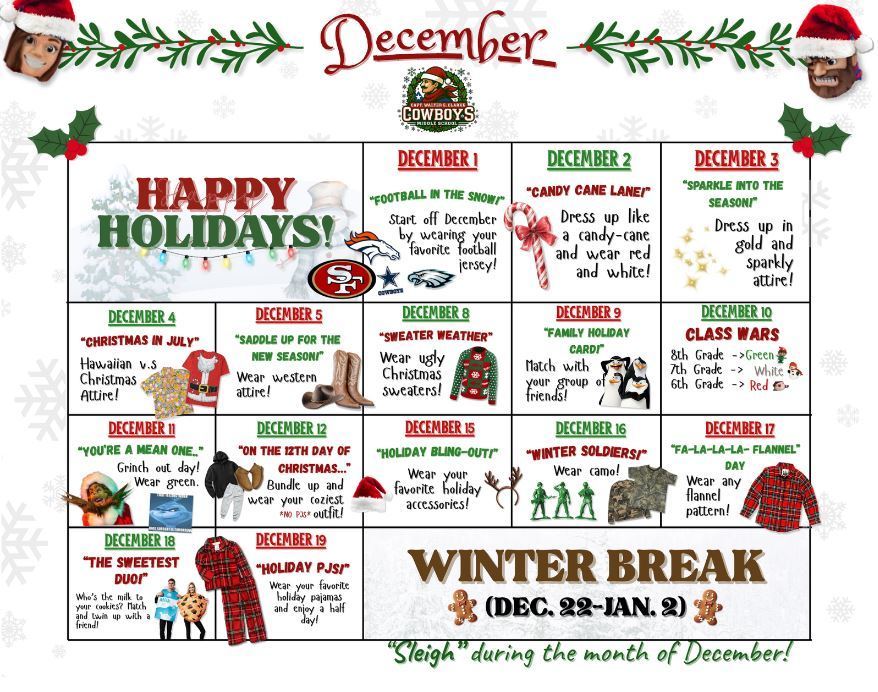 December Christmas Dress Up Days