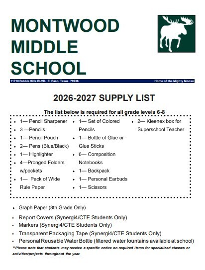 26-27 Supply List