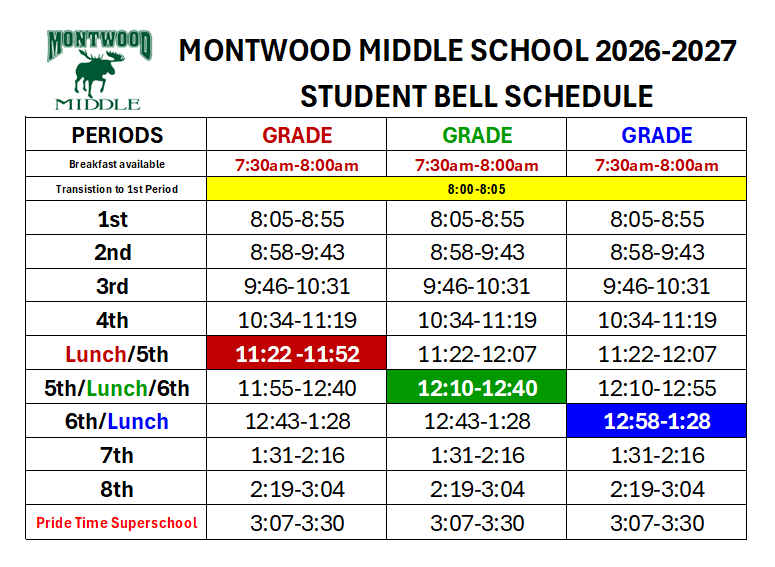 2026-2027 Bell Schedule