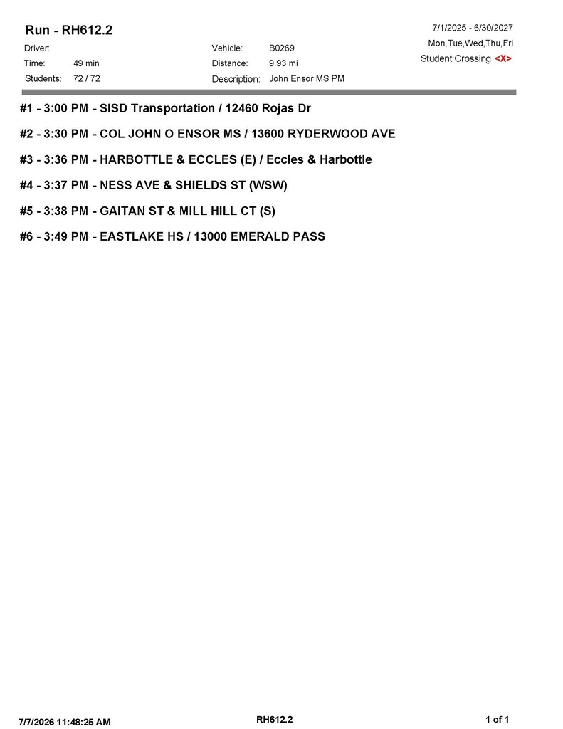 Ensor Bus Routes PM 26-27