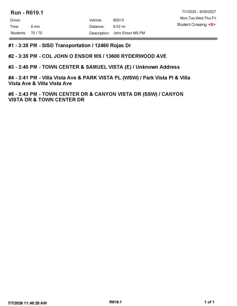 Ensor Bus Routes PM 26-27