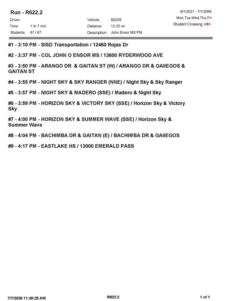 Ensor Bus Routes PM 26-27