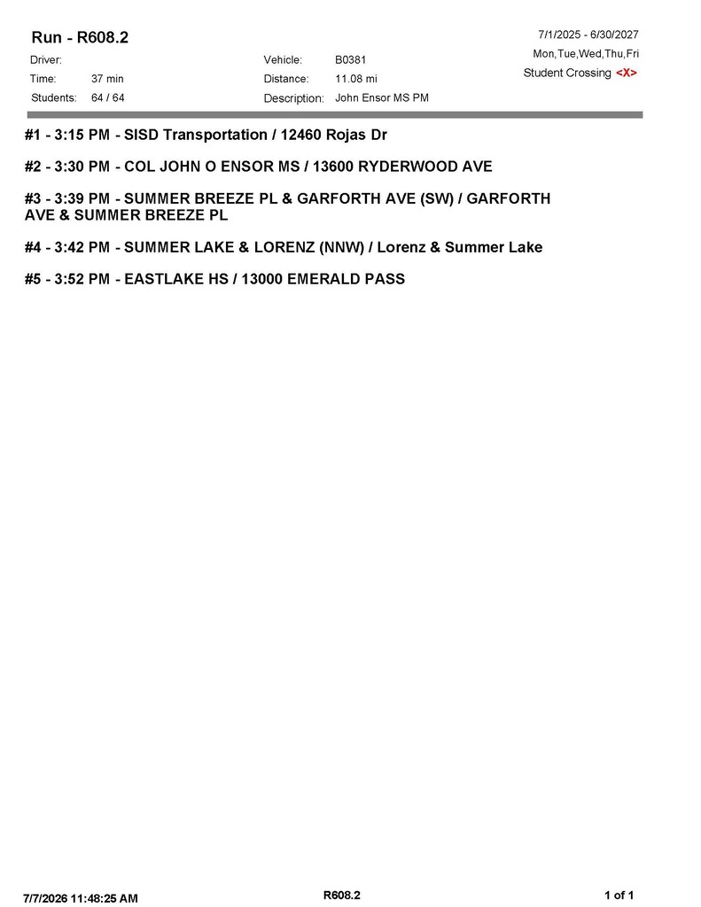 Ensor Bus Routes PM 26-27