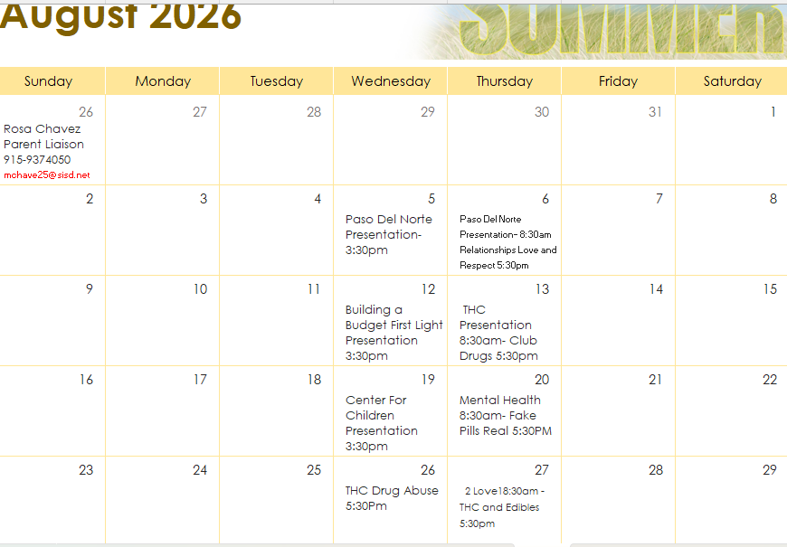 parent meetings calendar