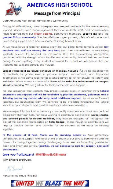 Americas Community Letter