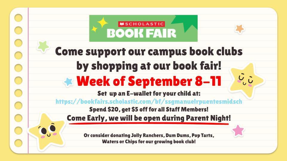 Book Fair Week of September 8-11