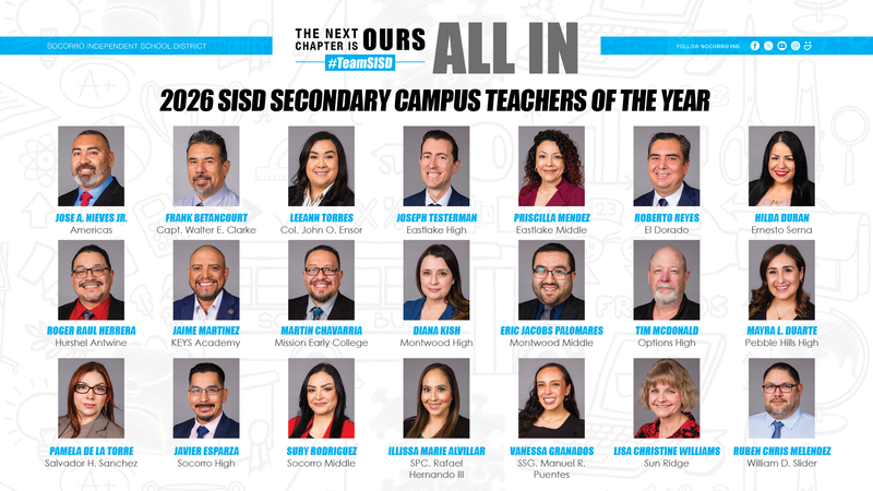 2026 SISD Secondary Teachers of the Year graphic