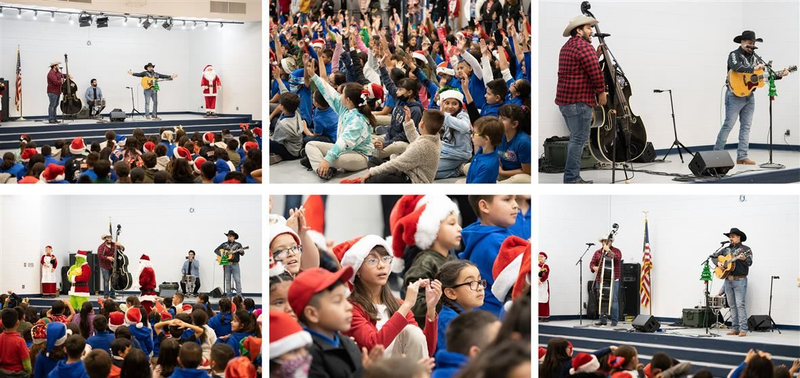 Abe Mac performing to Escontrias students