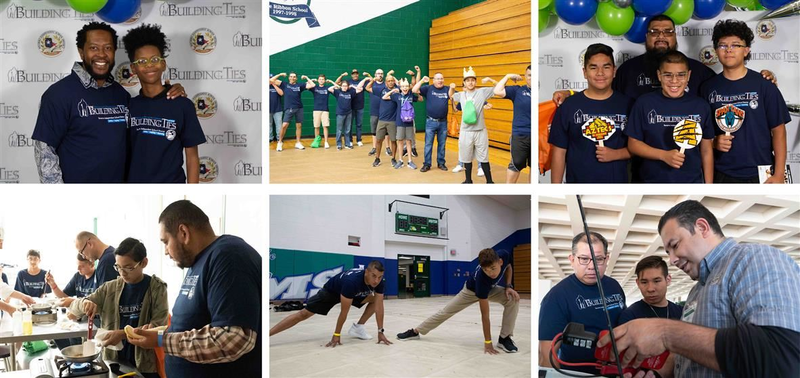 Father and sons participating in events