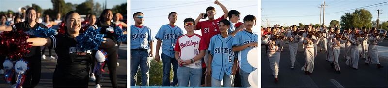 Students participating in homecoming parade