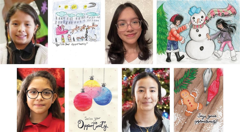 Student winners and their artwork