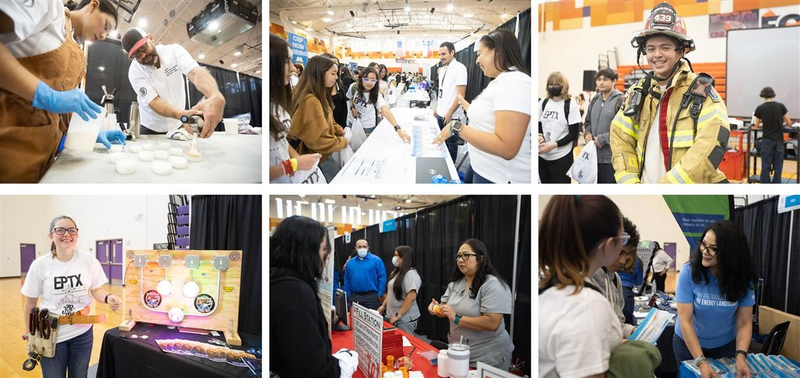 Collage of students participating in Job Con