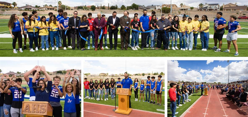 Board trustees, Superintendent, Americas staff and students at ceremony
