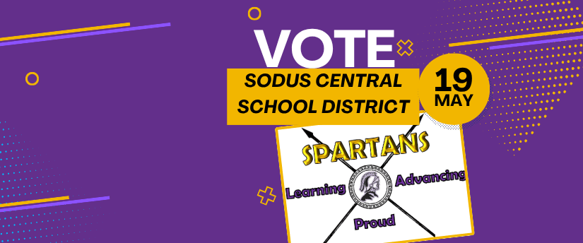 VOTE: Sodus CSD Budget Vote - May 19th at the District Office from 12:00 - 8:00 p.m.