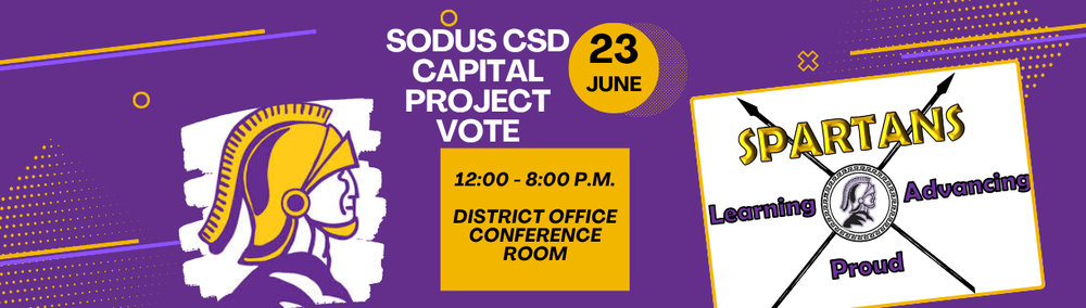 Sodus CSD Capital Project Vote, June 23rd from 12:00-8:00 p.m. District Office Conference Room