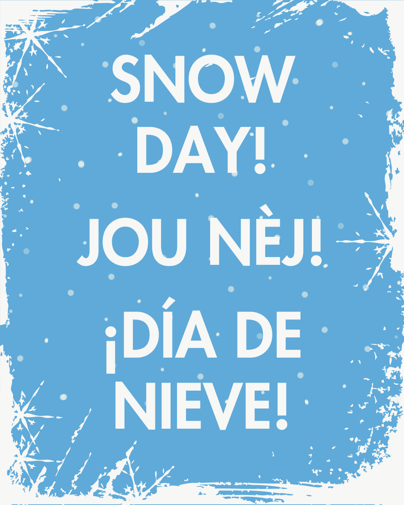 Snow Day! Jou Nej! Dia de nieve!