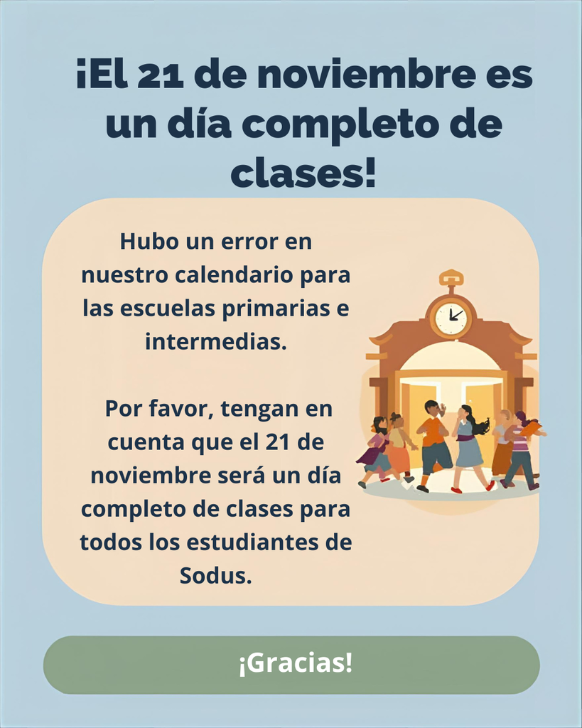 El 21 de noviembre es un dia completo de clases