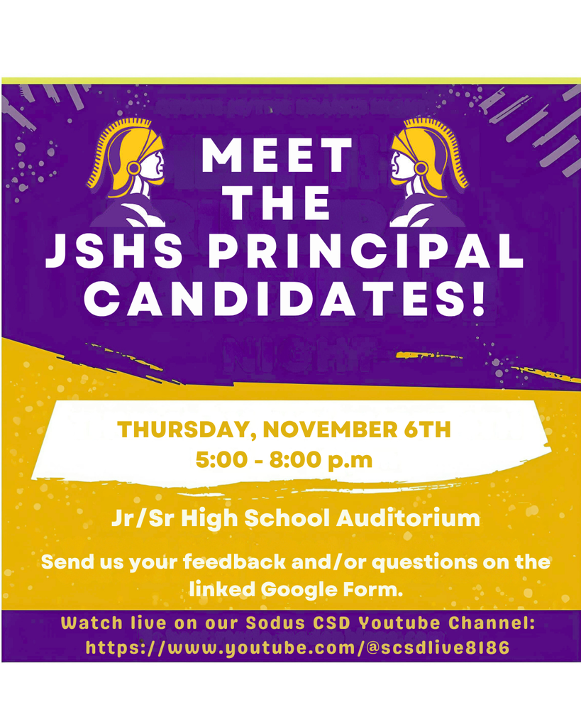 Meet the JSHS Principal Candidates - Nov 6th at 5:00 p.m. in the JSHS Auditorium