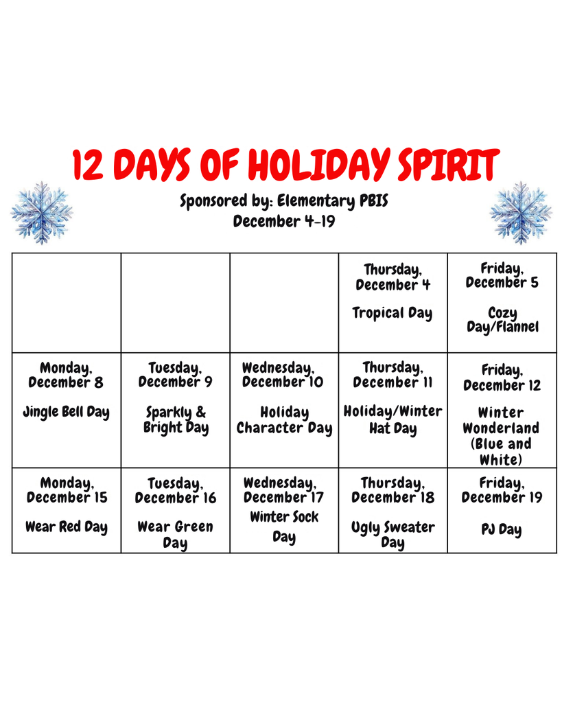 Elementary School's 12 Days of Holiday Spirit